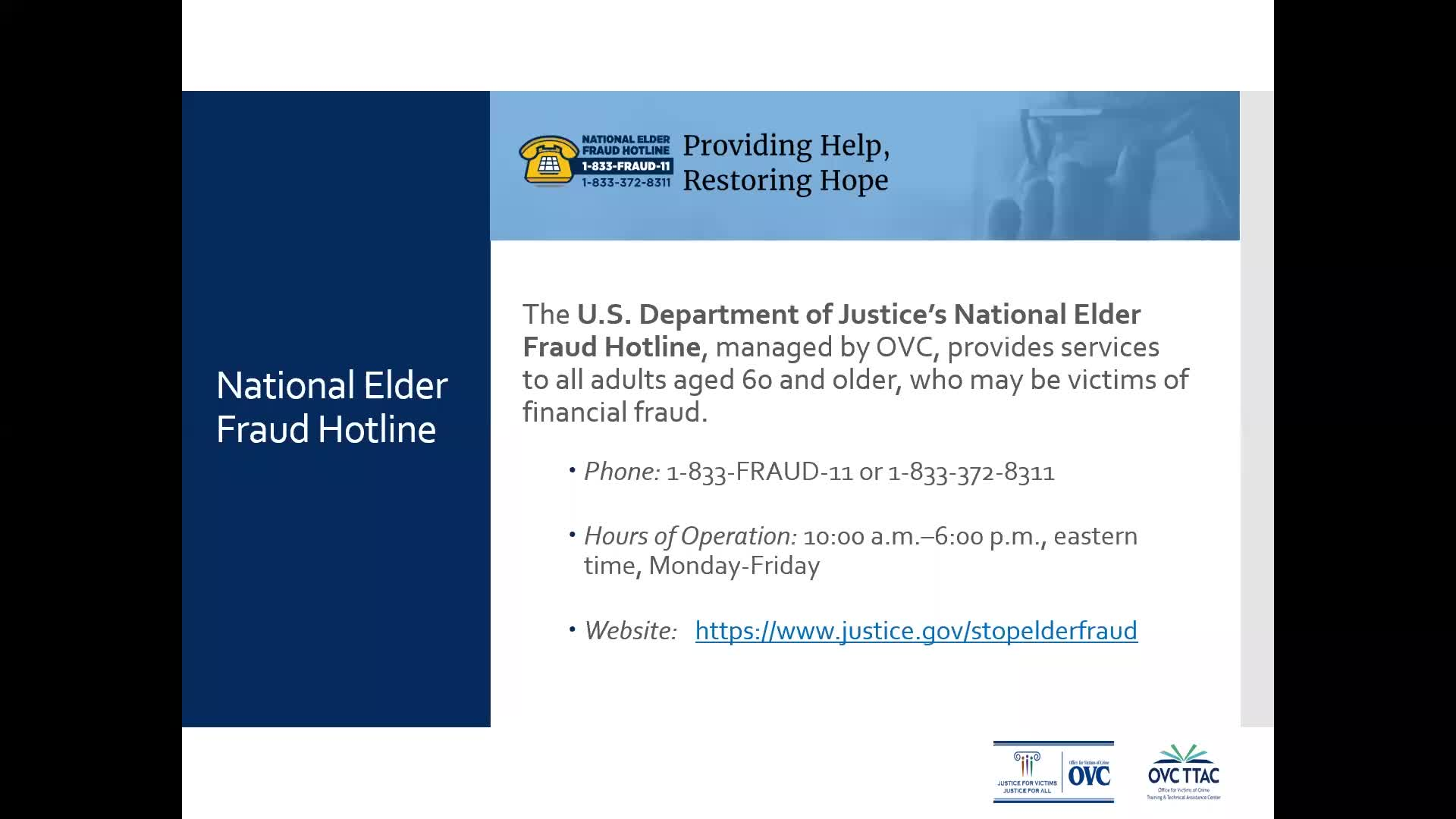 Thumbnail image for The National Elder Fraud Hotline