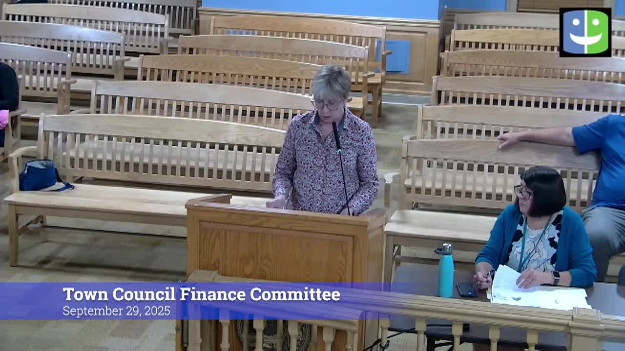 Thumbnail image for Town Council Finance Committee 9/29/25 Meeting