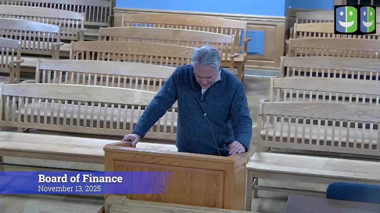 Thumbnail image for Board of Finance 11/13/25 Meeting