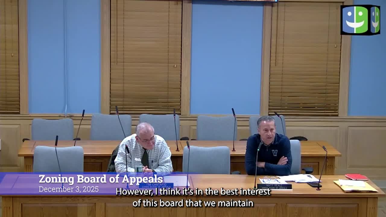 Thumbnail image for Zoning Board of Appeals 12/3/25 Meeting