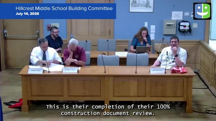 Thumbnail image for Hillcrest Middle School Building Committee 7/14/26 Meeting