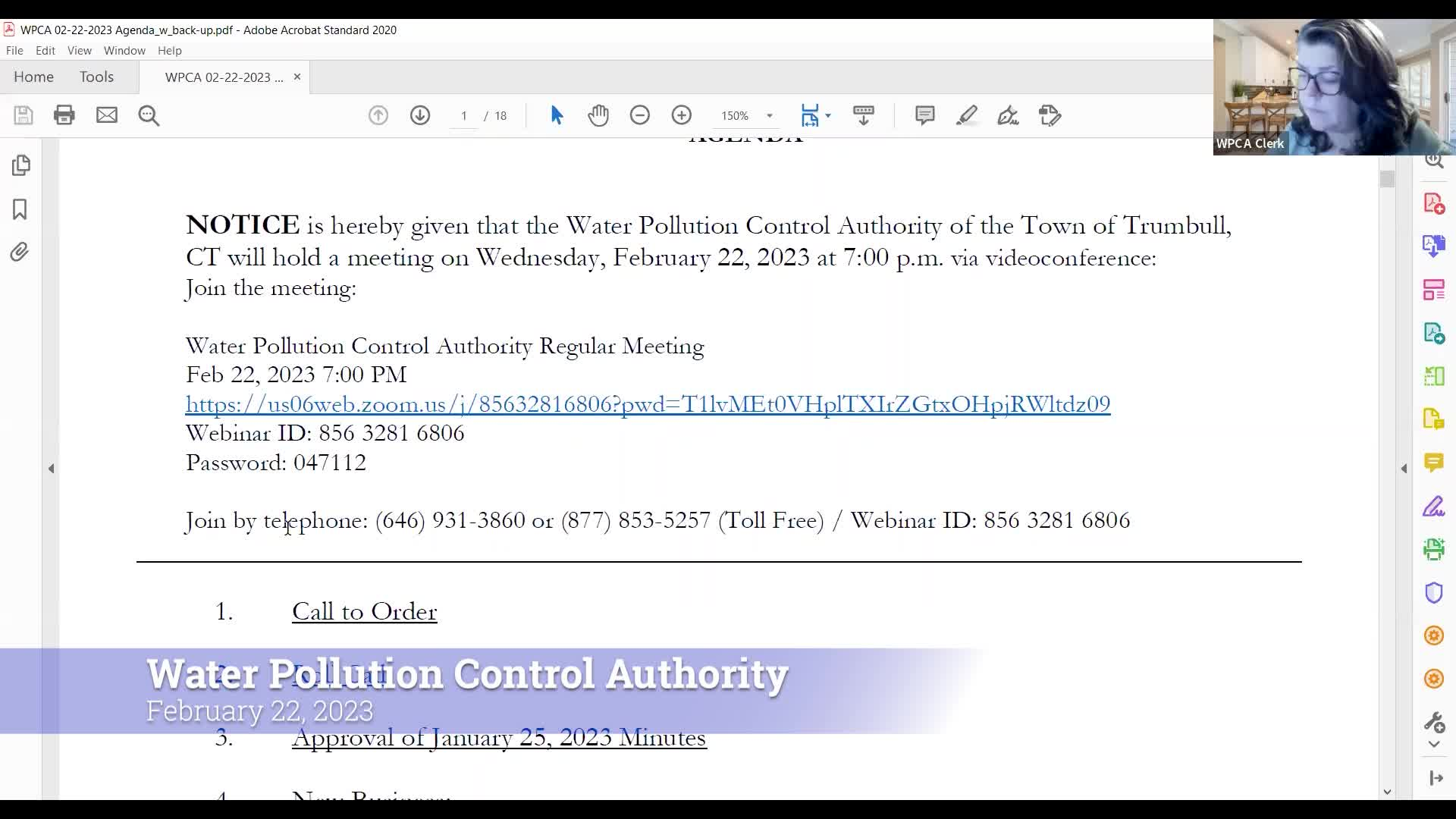 Thumbnail image for Water Pollution Control Authority 2/22/23 Meeting